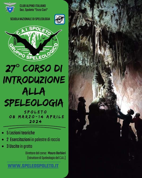 Aperte le iscrizioni al 27º Corso di Introduzione alla Speleologia